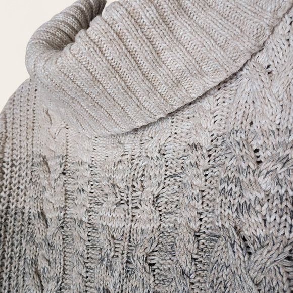 Gap 100% Cotton Thick Tunic Sweater Unisex XL Turtleneck Neutral Knit EUC 0007 - Picture 2 of 7